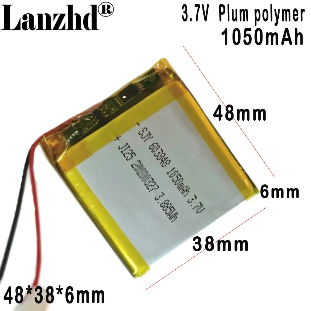 

3.7V Plum polymer lithium Battery Rechargeable mobile phone built-in battery LED light fixture 604040 603848 1050mAh