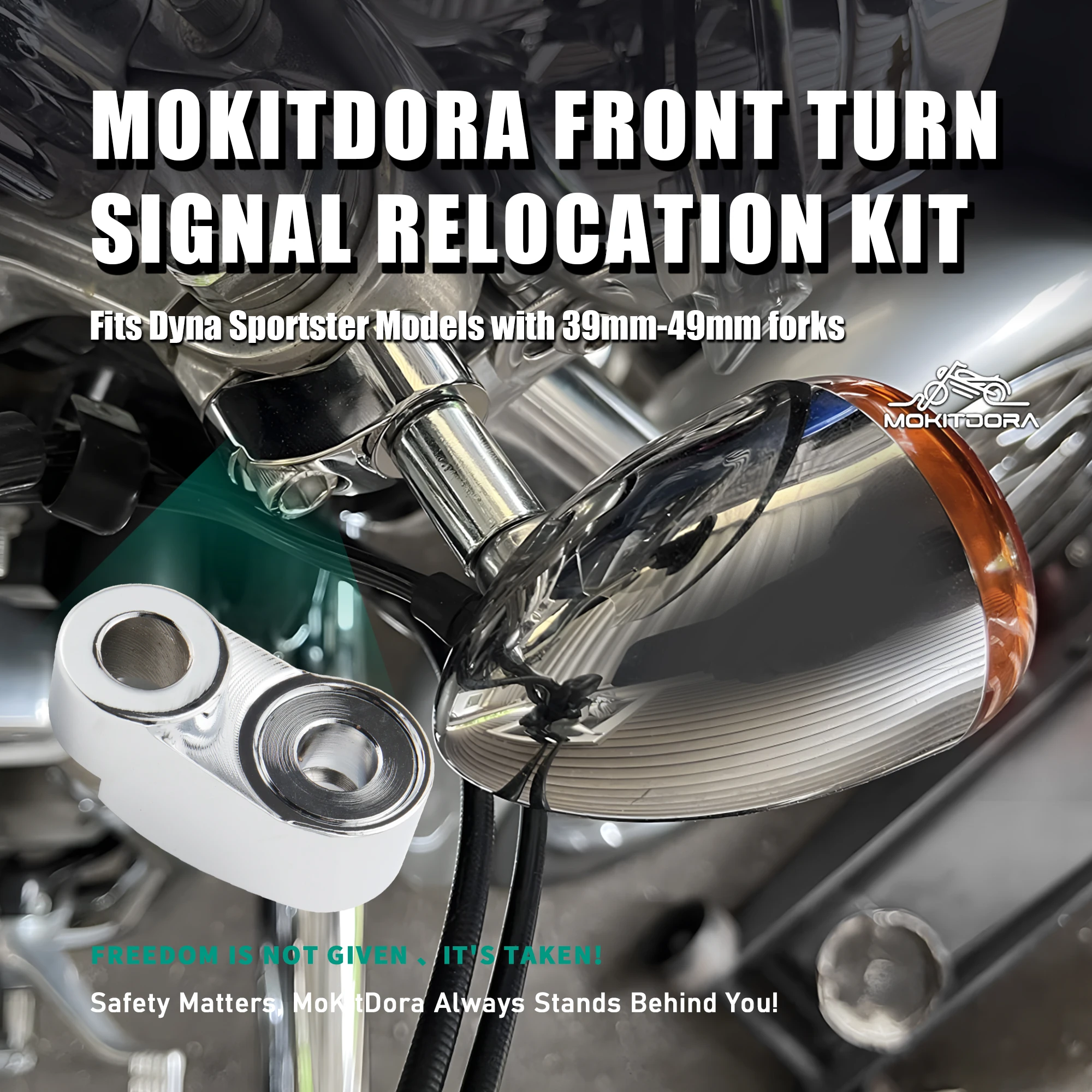 Front Turn Signal Relocation Kit Mount Bracket for Harley Sportster XL 883 1200 Dyna 39MM-49MM Forks