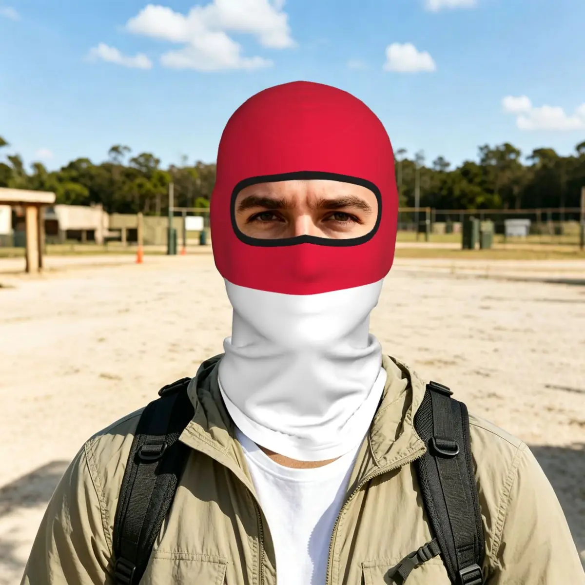 Indonesian Flag Balaclava Full Face Mask Breathable Motorcycle Winter Warm Full Cover Caps Neck Windproof Dustproof Cycling Caps
