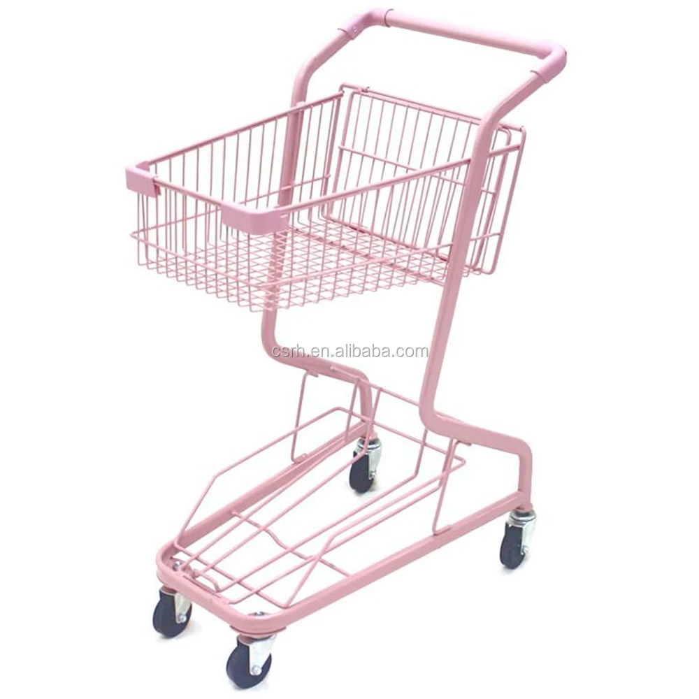RH-SDB02-P 610*440*920mm Double Layers Shopping Basket Trolley Holder