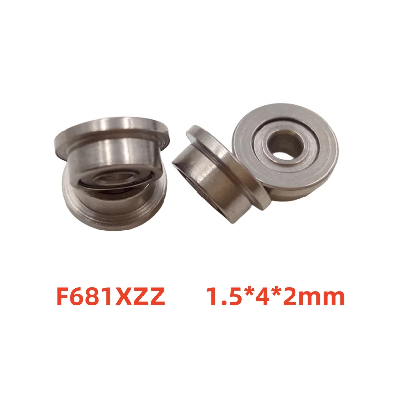 100pcs Flanged bearing F681XZZ 1.5*4*2mm miniature flange ball bearings F681X -2Z  F681XZ 1.5x4x2 mm