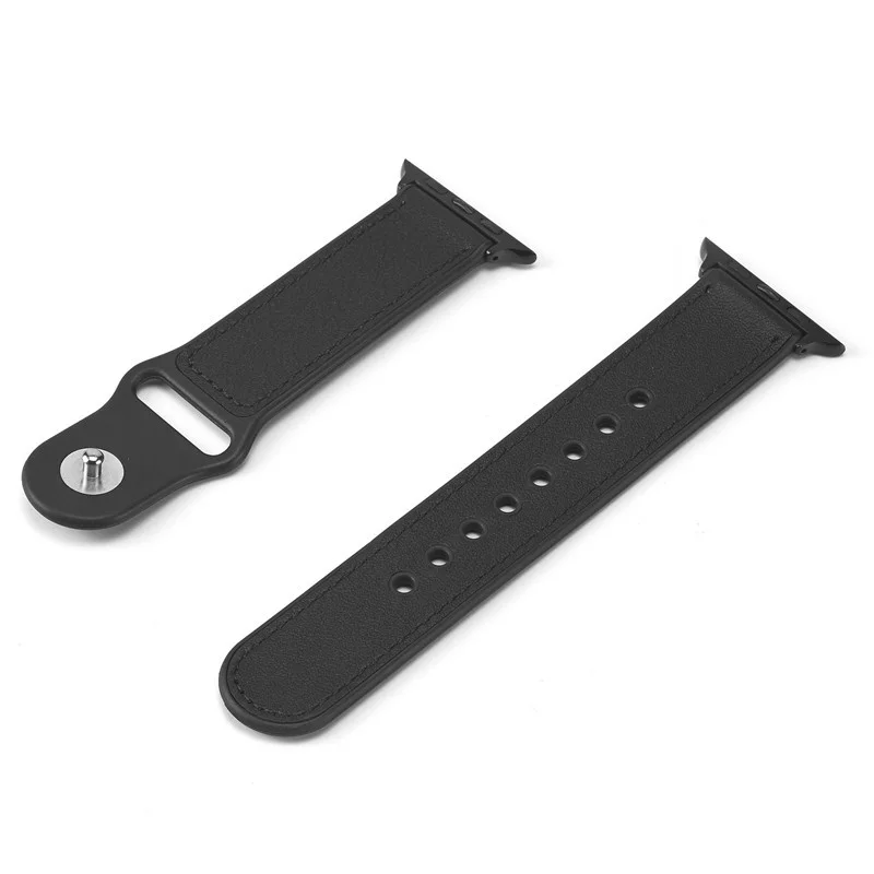 New Soft Genuine Leather + TPU Watch Strap for Apple Watch Series 7/6/se/5/4/3/2/1 (44mm 40mm 42mm 38mm)
