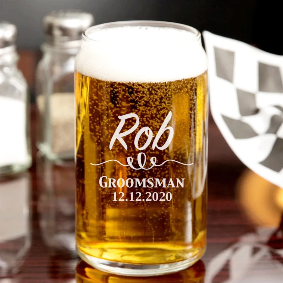 

370ml Personalized Beer Glass Custom Beer Can Glass for Wedding, Fathers Day, Corporate Logo, Party Favors, Birthday Gift