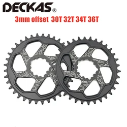 DECKAS 3mm offset MTB Bicycle Chainring Mountain Bike 30T 32T 34T 36T 38T for SR 3-bolts Bike crankset