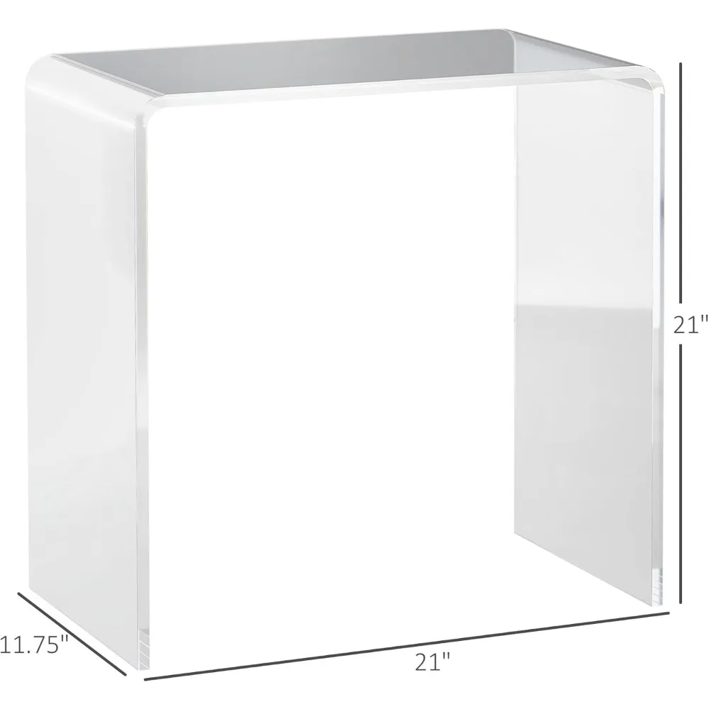 طاولة قهوة مستطيلة طويلة بطول 21 بوصة من الأكريليك بسمك 12 مم، شفافة