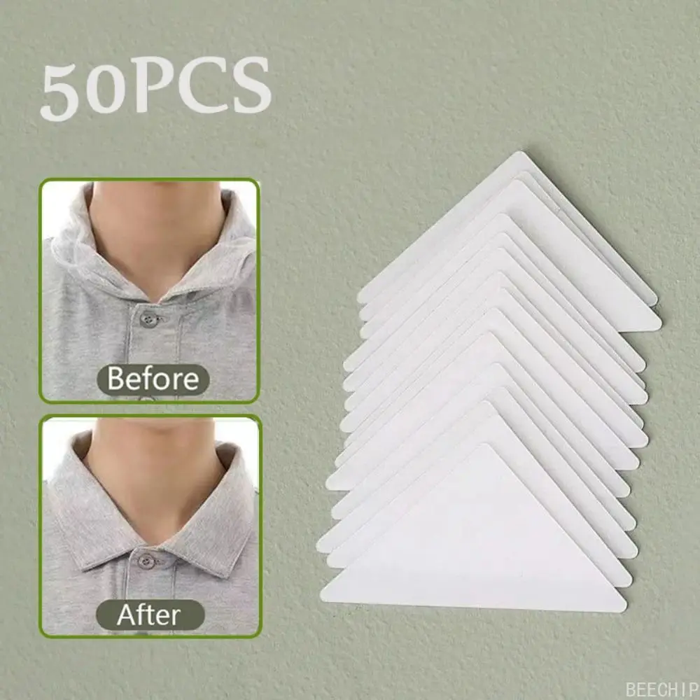 50 Peças de Almofadas Autoadesivas para Fixação de Colarinho, Fita para Estilização de Colarinho, Protetores de Gola de Camisa que Não Deformam, Almofadas de Suporte para Colarinho de Camisa
