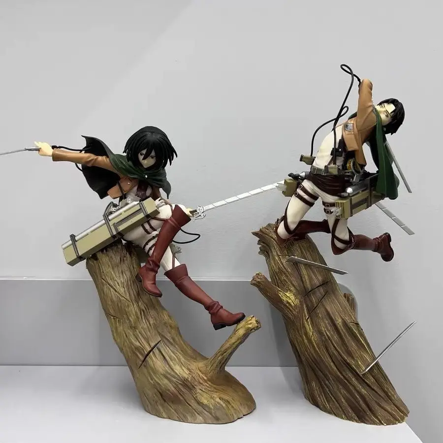 

Anime Attack On Titan Rtfx Levi Ackerman Mikasa Ackerman Wings Of Freedom Tree Stump Battle Scene Boy Collectible Toy Figurine