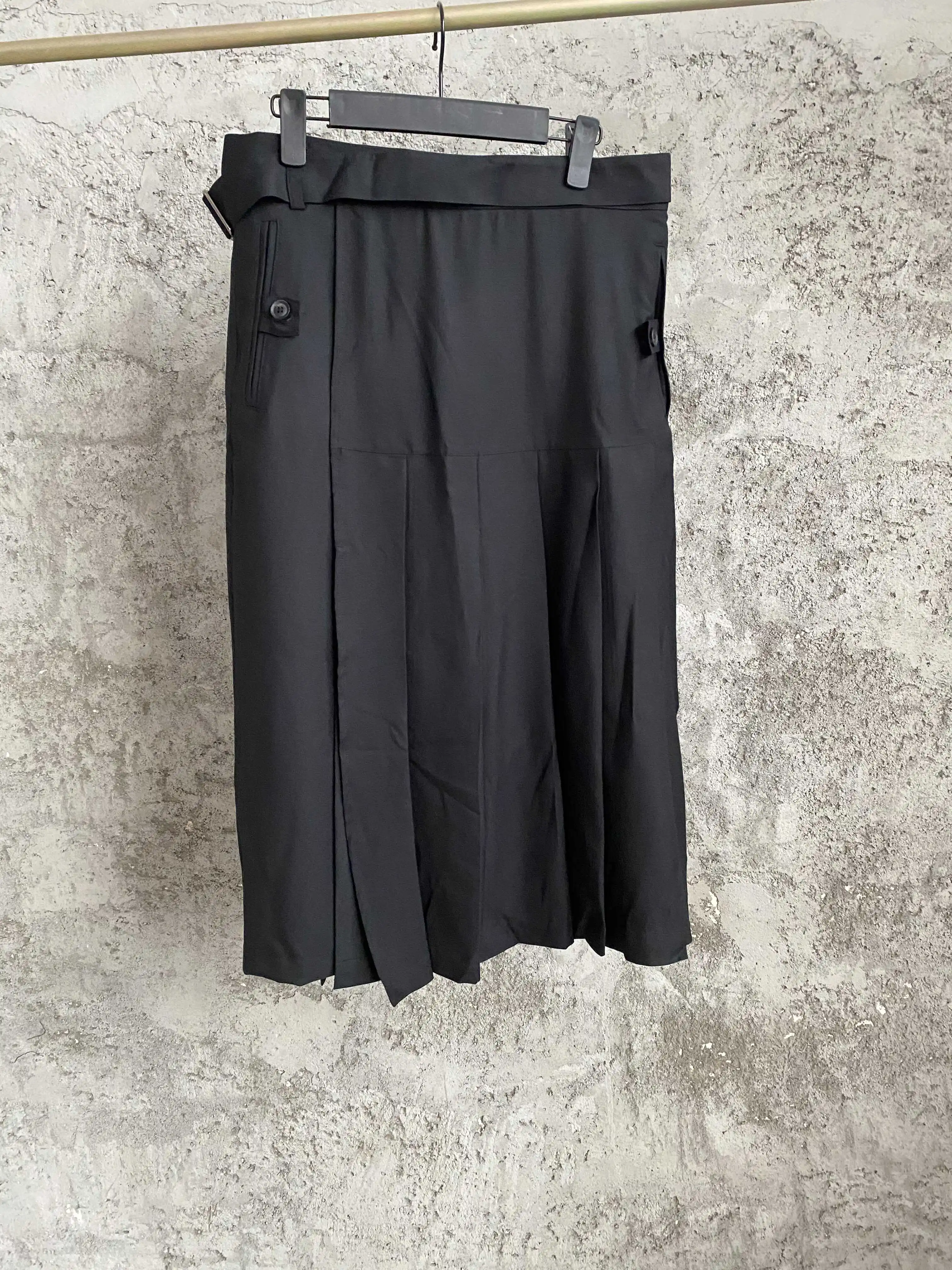 TOP-YAMAMOTO original linen personalized multi-button design versatile half-length apron men's mid-length skirt