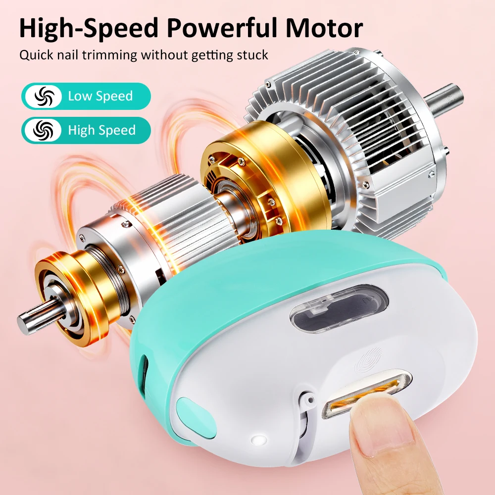 

Dual Cutter Heads Electric Nail Trimmer Low Noise Auto Smart Nail Clipper for Kids Seniors with LED Light Home Use Manicure Tool