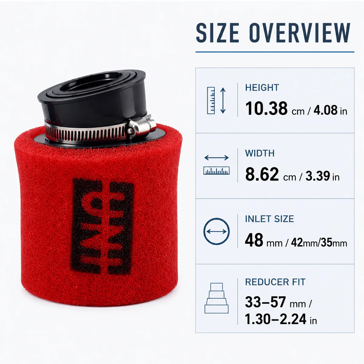 1 Stück hochwertige Universal-Filterkartusche 35 mm 42 mm 48 mm Motorrad-Schaumluftfilter für GY6 50 110 150 200 cc Schwammreiniger Sc – Detail 1