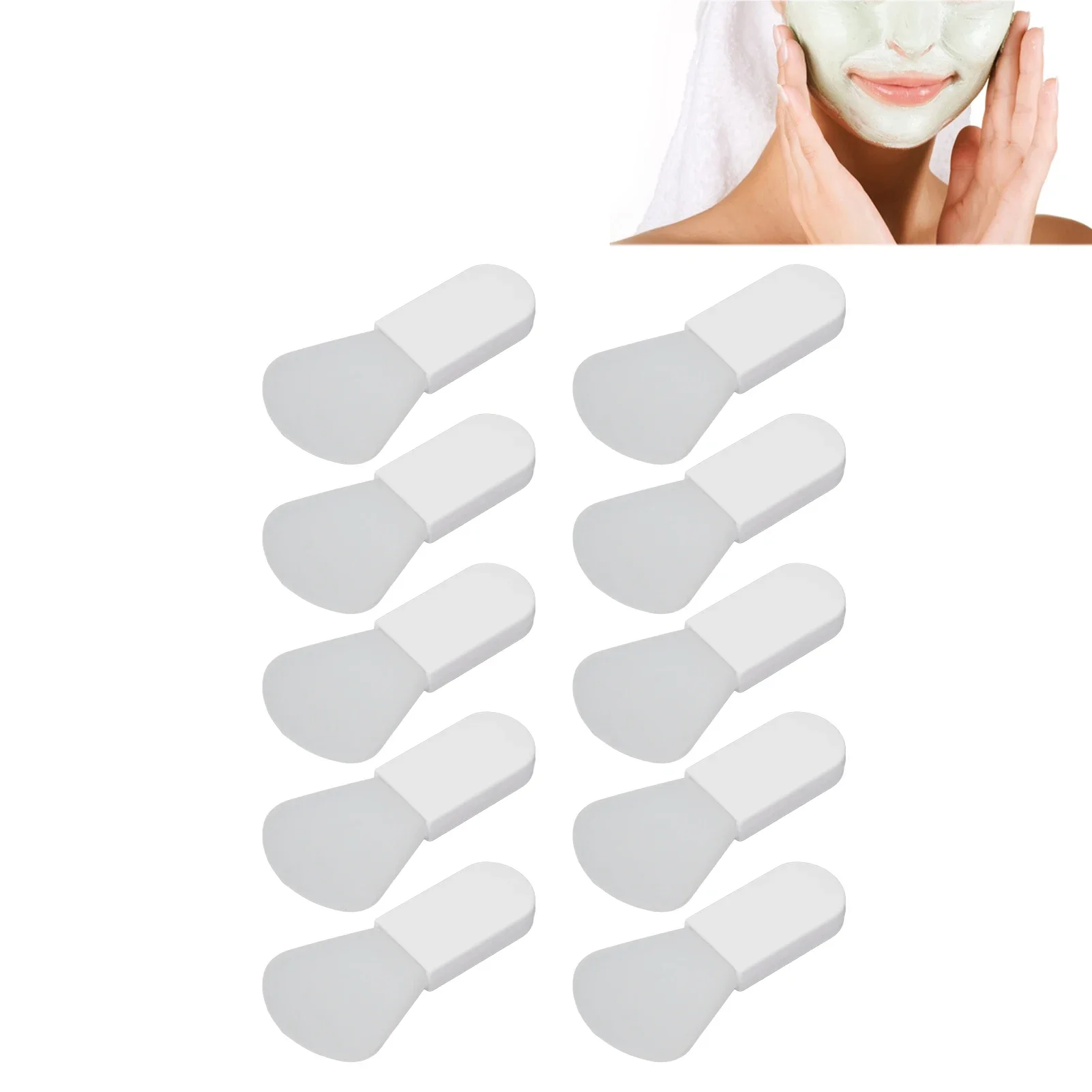 10 Uds cepillo de máscara de silicona Mini aplicador de barro de mango corto herramienta de belleza Facial portátil tipo en forma de abanico blanco