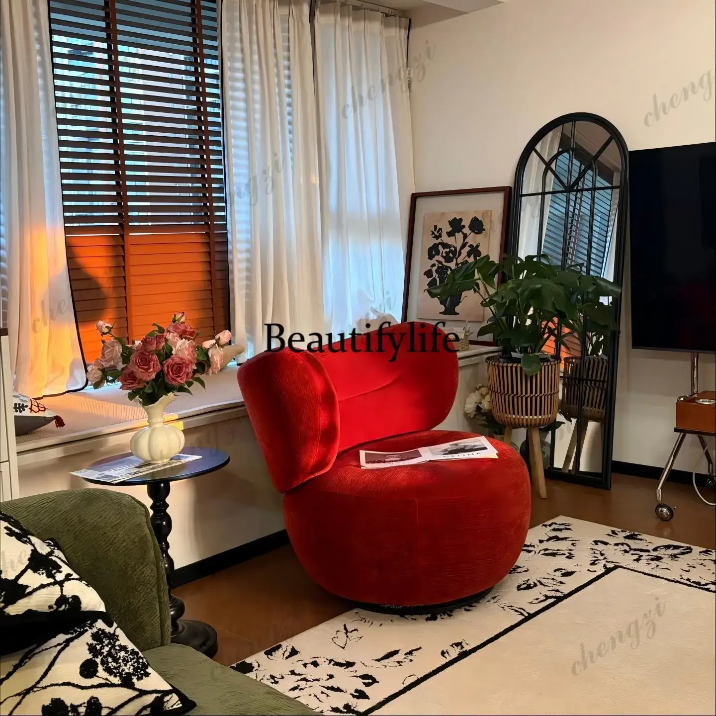 A4567 Berry chair casual lazy comfortable swivel chair living room study single two-color modern simple small apartment sofa cha