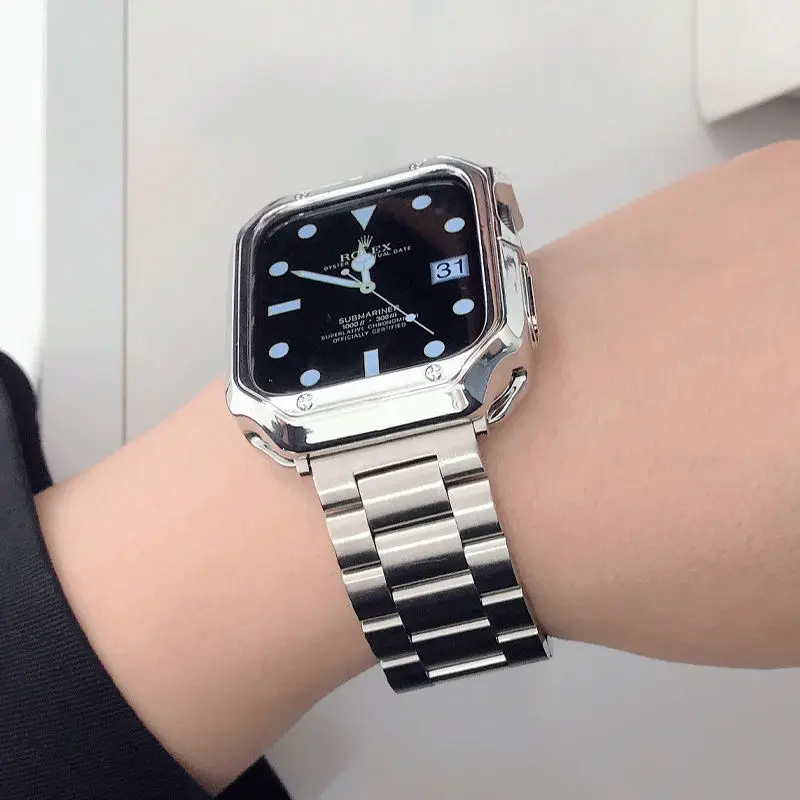 49mm Metal Strap+TPU Case for Apple Watch Band Ultra 8 7 41mm 45mm 40mm 44mm Cover Bracelet iWatch Series 6 5 4 SE 3 38mm 42mm