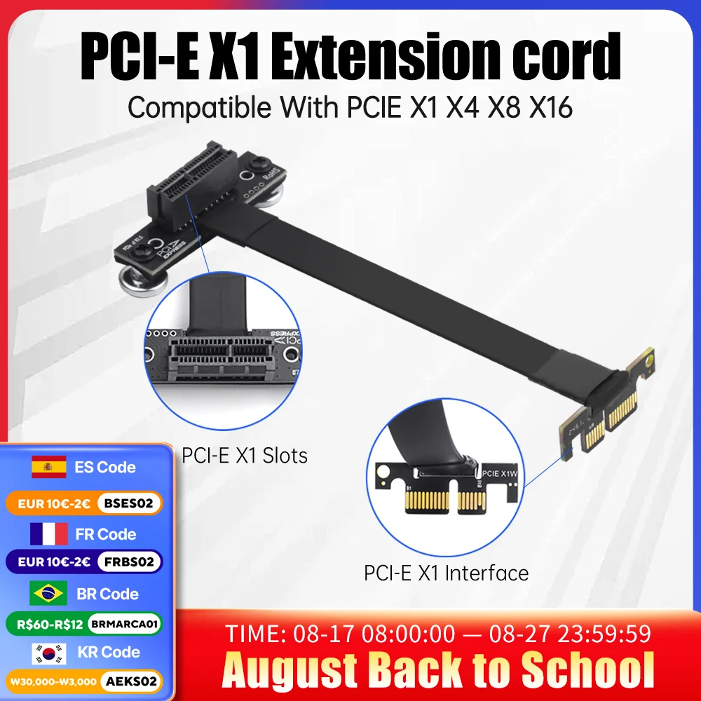 

Удлинительный кабель PCI Express X1 Удлинительный кабель PCIe 3.0 X1 — X1, совместимый с PCIE X1 X4 X8 X16