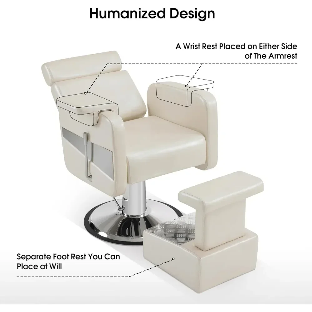 Универсальное парикмахерское кресло со съемной подставкой для ног, регулируемое поворотное кресло для укладки волос с откидной спинкой для парикмахера, домашний салон