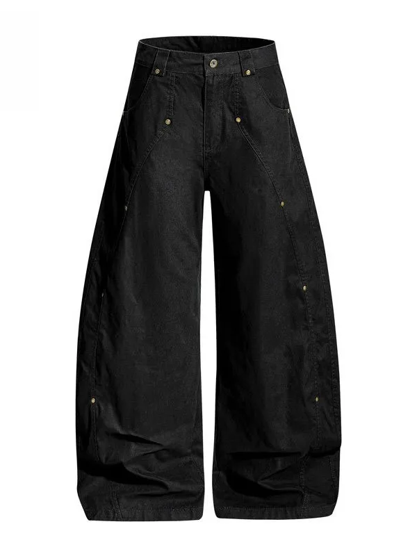 Calças Casuais Plus Size com Corte Ajustado e Perna Larga, Estilo Workwear, Finas e Respiráveis para o Verão, Jeans Unissex p...