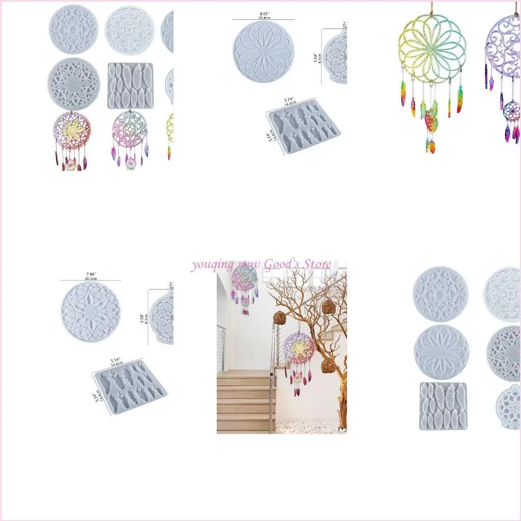 

57QA Dream Catcher Silicone Molds Epoxy Resin Casting Pendant for Wall Hanging Decor Bedroom Living Room Art Craft