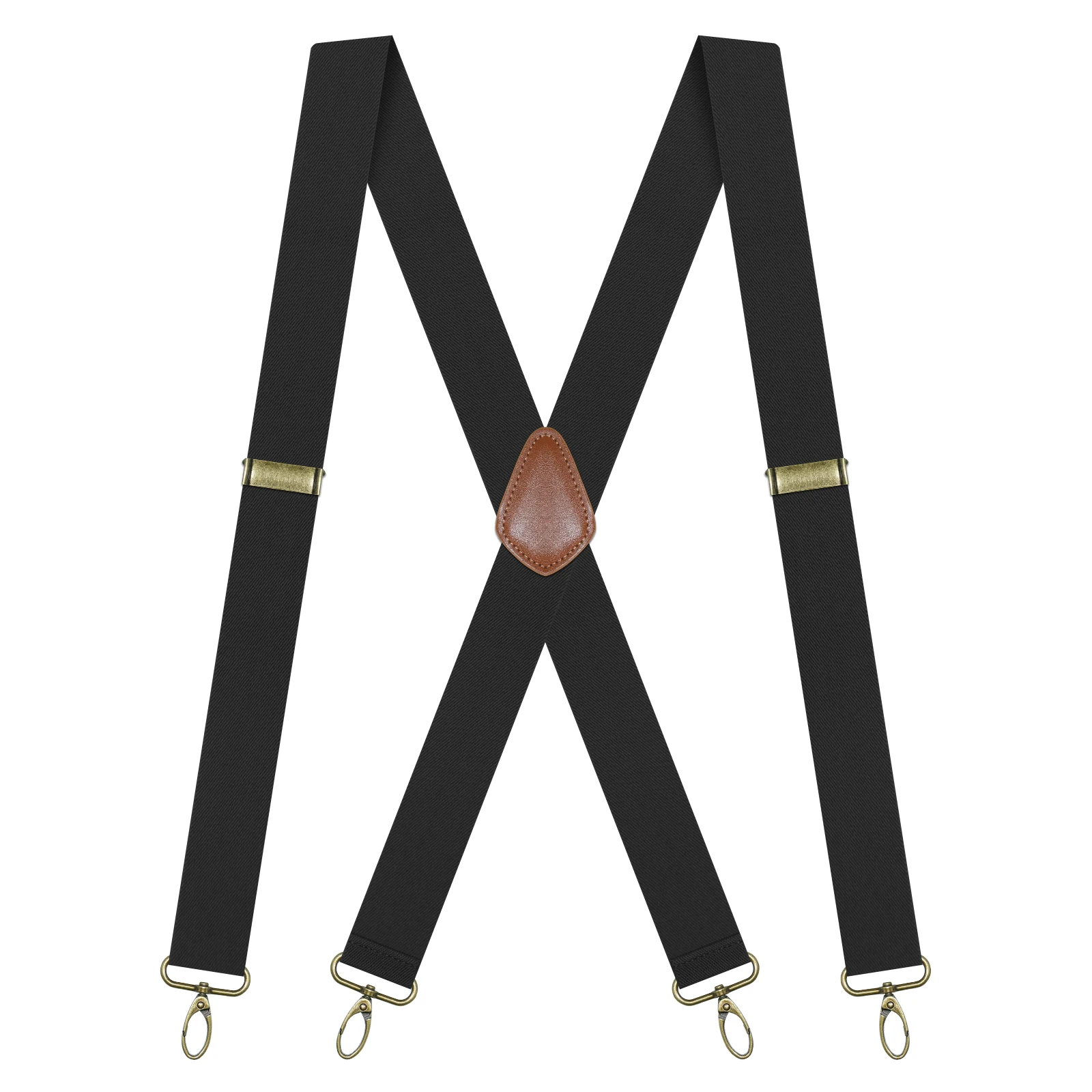 Bretelle da uomo Bretelle da uomo nere con retro a X resistenti 4 ganci per jeans Bretelle da lavoro elastiche larghe 1,4 pollici regolabili