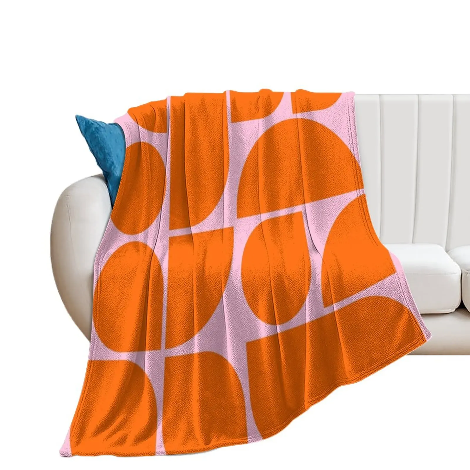 Minimal Geometric Shapes 05. Abstract Art Mid Century Bauhaus Inspired Pink Orange Throw Blanket środa anime koce