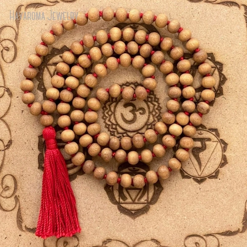 

10Pcs Sandalwood Rosary Hindu Buddhist Tibetan 108 Japa Mala Prayer Bead Tassel Necklace Women Men Meditation Yoga Jewelry