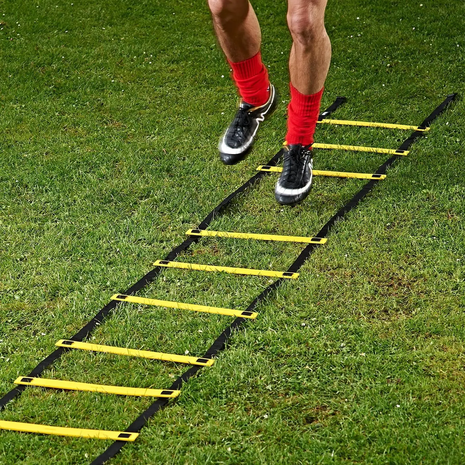 Escada de velocidade 19,6 pés, escada de exercício com bolsa de transporte, equipamento de treinamento de velocidade de 12 degraus para adultos, jovens, crianças, basquete, vôlei
