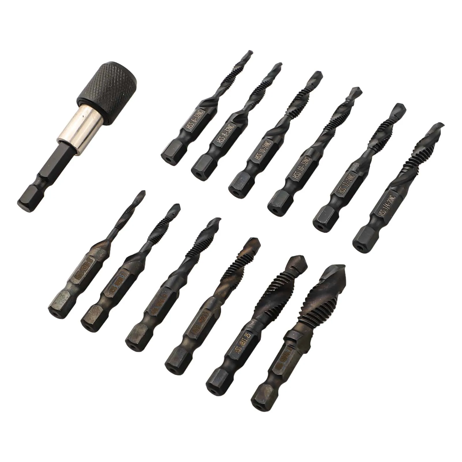 Deburr And Countersink Home Improvement 13Pcs Drill Tap Black Oxide Coating Clearly Marked Compartments Extended Reach