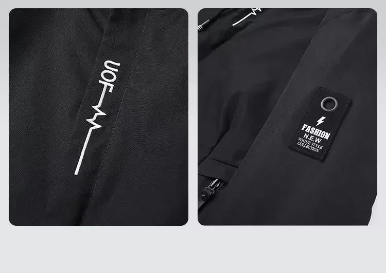 Herren-Kapuzenjacke BKK mit großem Buchstabenmuster, geeignet zum Wandern, Bergsteigen, Angeln und Campen. – Detail 7