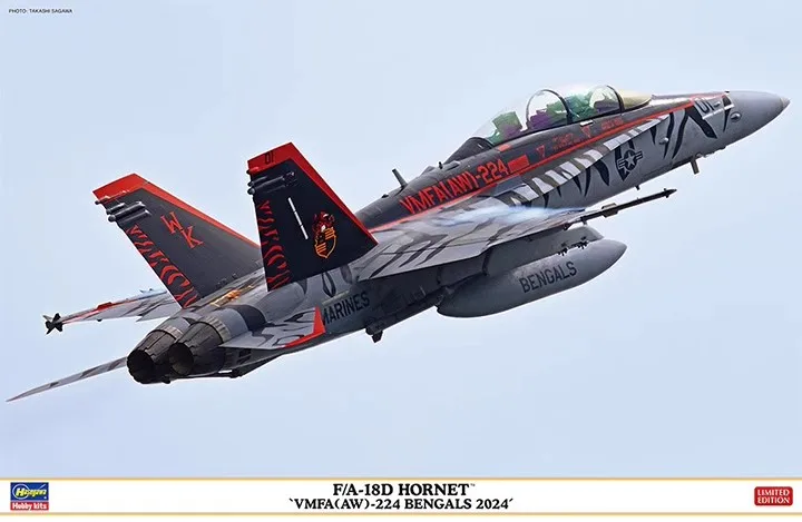 1/48 HASEGAWA F/A-18D Bumblebee VMFA (AW) -224 Tiger Assembly Model 07545 Aircraft Uncolored Custom Ornament Boy Birthday Gift