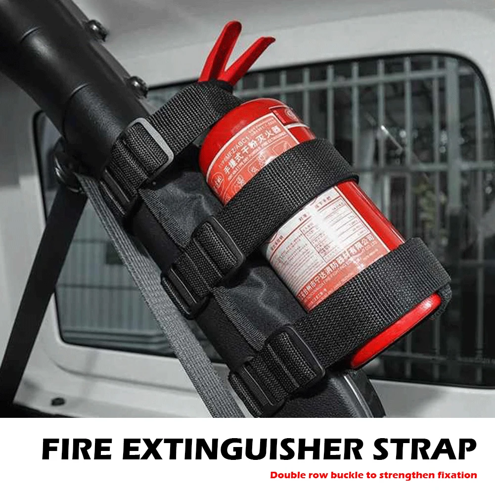 Adjustable Roll Bar Fire Extinguisher Holder Reasonable Storage and Convenient Access Fixing Belt for Jeep Wrangler