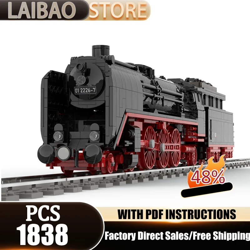 

Railway Train Model Moc Building Blocks Steam locomotive of railway Technology Bricks Christmas Assembly Toy Constructrion Gifts