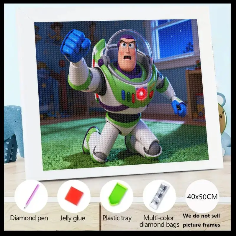 

1PC Disney Pixar Buzz Lightyear 5D Diamond Painting Kit, Full Drill Round Crystal Rhinestone Embroidery Art for Kids & Adults, D
