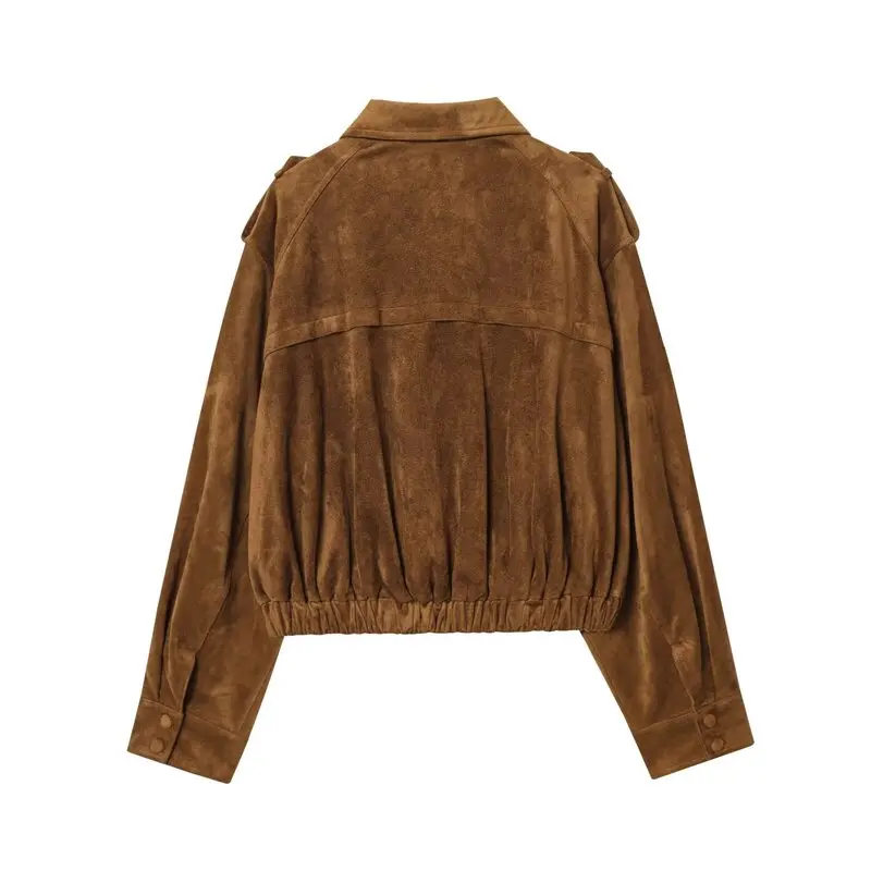 ملابس خارجية نسائية من Retro Sle مصنوعة من الجلد المخملي ملابس عمل Jaet متعددة الاستخدامات لخريف 2025 UWG50074 معطف ort للسيدات