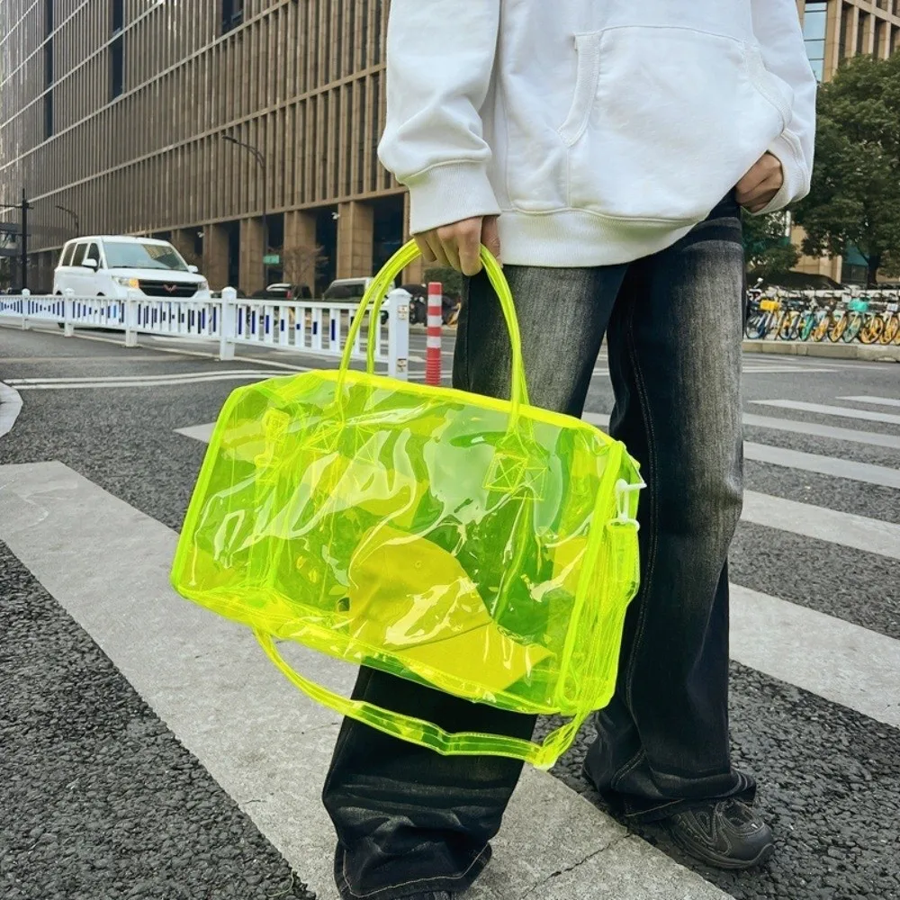 Large Capacity Transparent Crossbody Bag PVC Waterproof Washing Storage Bag Single Shoulder Lightweight Beach Swimming Bag