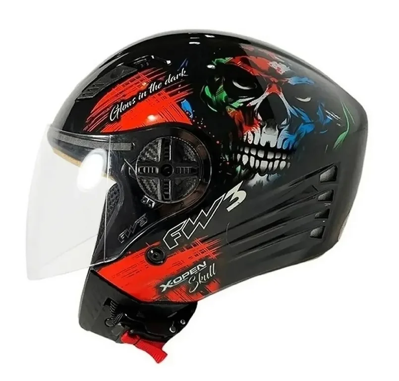 Helmet Fw3 Gt X Open Skull Black 60 + Visor Chameleon AGV