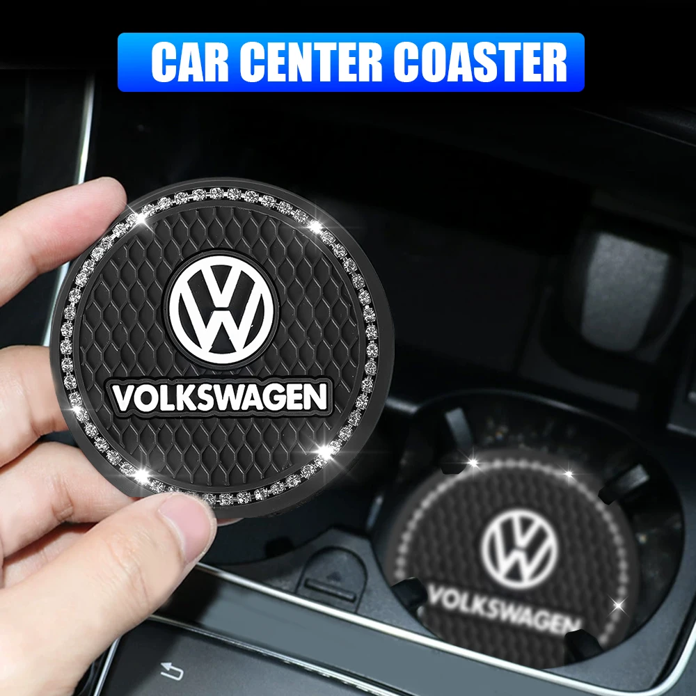 1/2PCS Non-slip Car Water Cup Pad Diamond Rhinestone Rubber Mat For VW Golf Bora Jetta Beetle Scirocco POLO Sharan Accessories