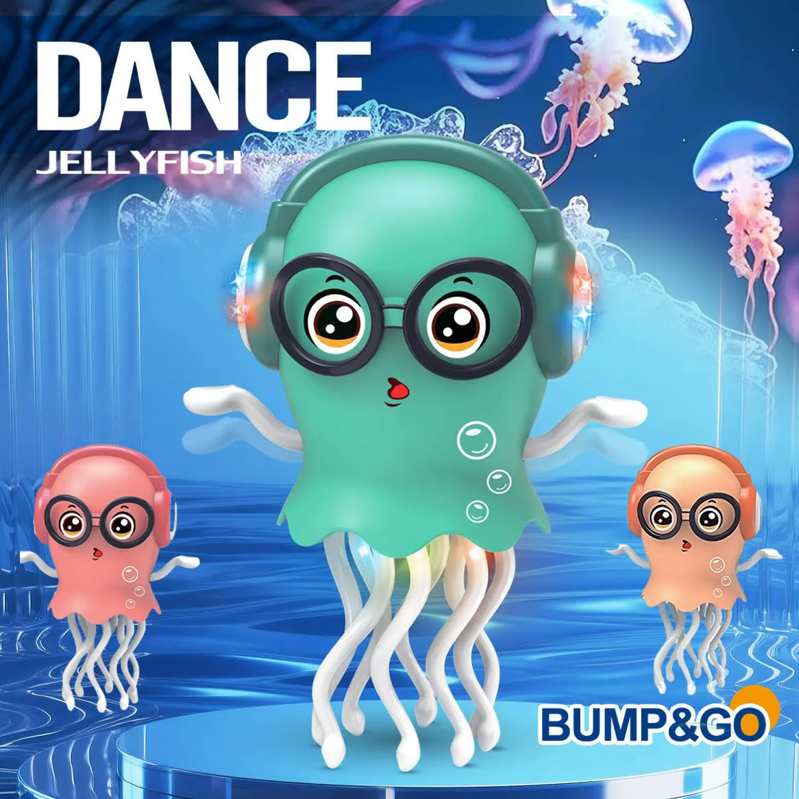 Dancing crawling jellyfish toys for children to play with, glowing walking jellyfish with music and obstacle avoidance features.