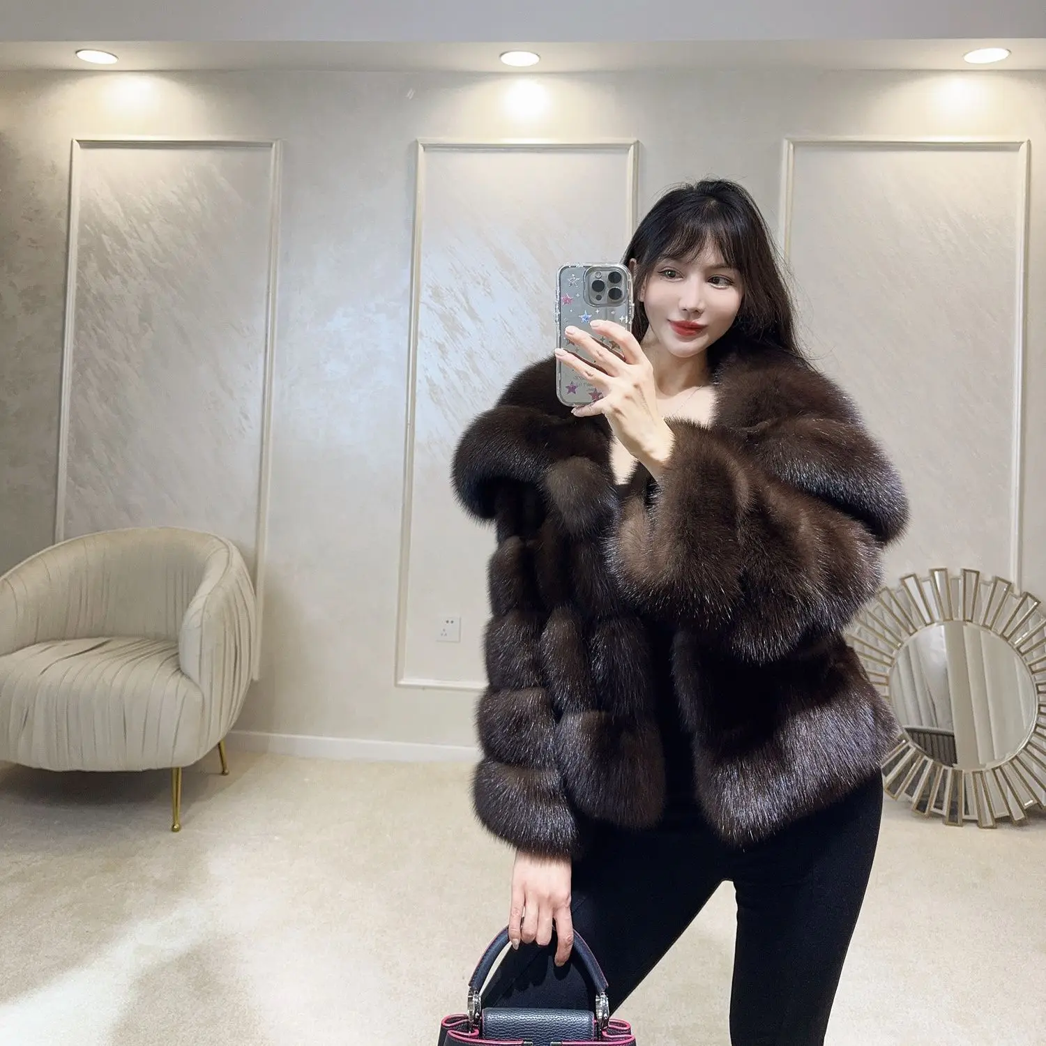 미국 스타일 우아한 레트로 사교계 인조 모피 코트 긴 소매 턴다운 칼라 패션 두꺼운 따뜻한 플러피 재킷 여성 겨울용