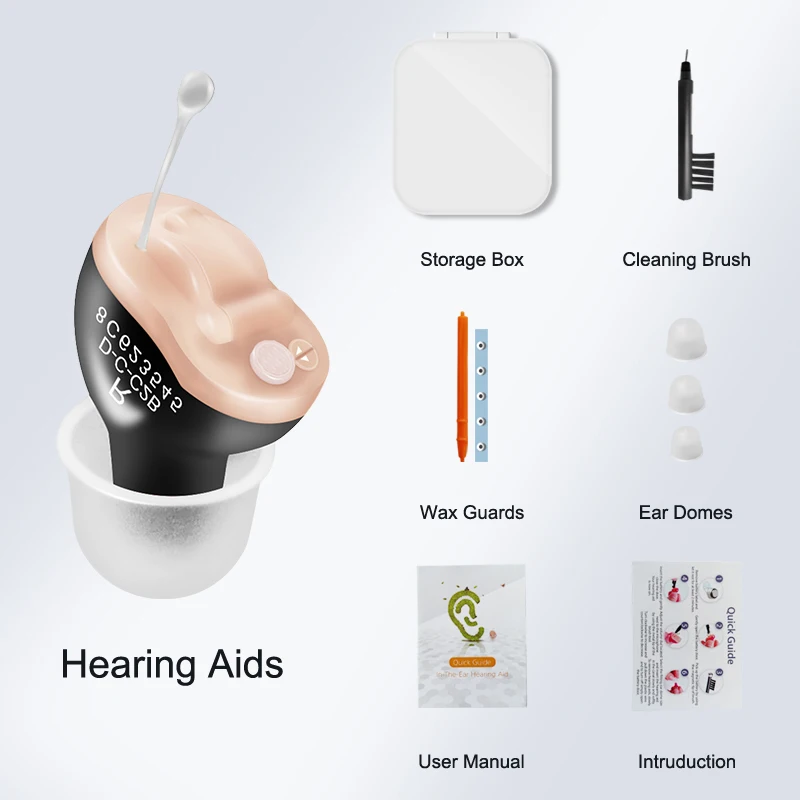 Invisible Hearing Aid CIC Hearing Aids Sound Amplifier Mini Wireless Portable Hearing Device For Deafness Adjustable audifonos