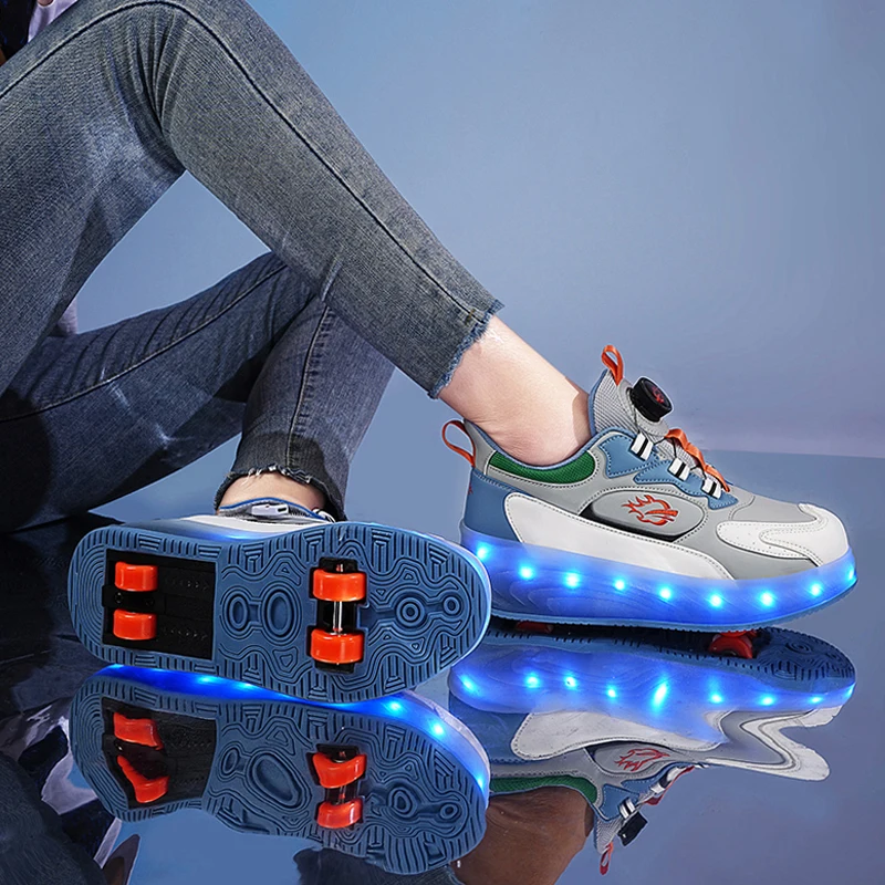 Roller Skate Shoes For Kids Fashion Casual Sport Sneaker Boys Lighted Boots Girls Gift Toys Children 4 Wheels Footwear