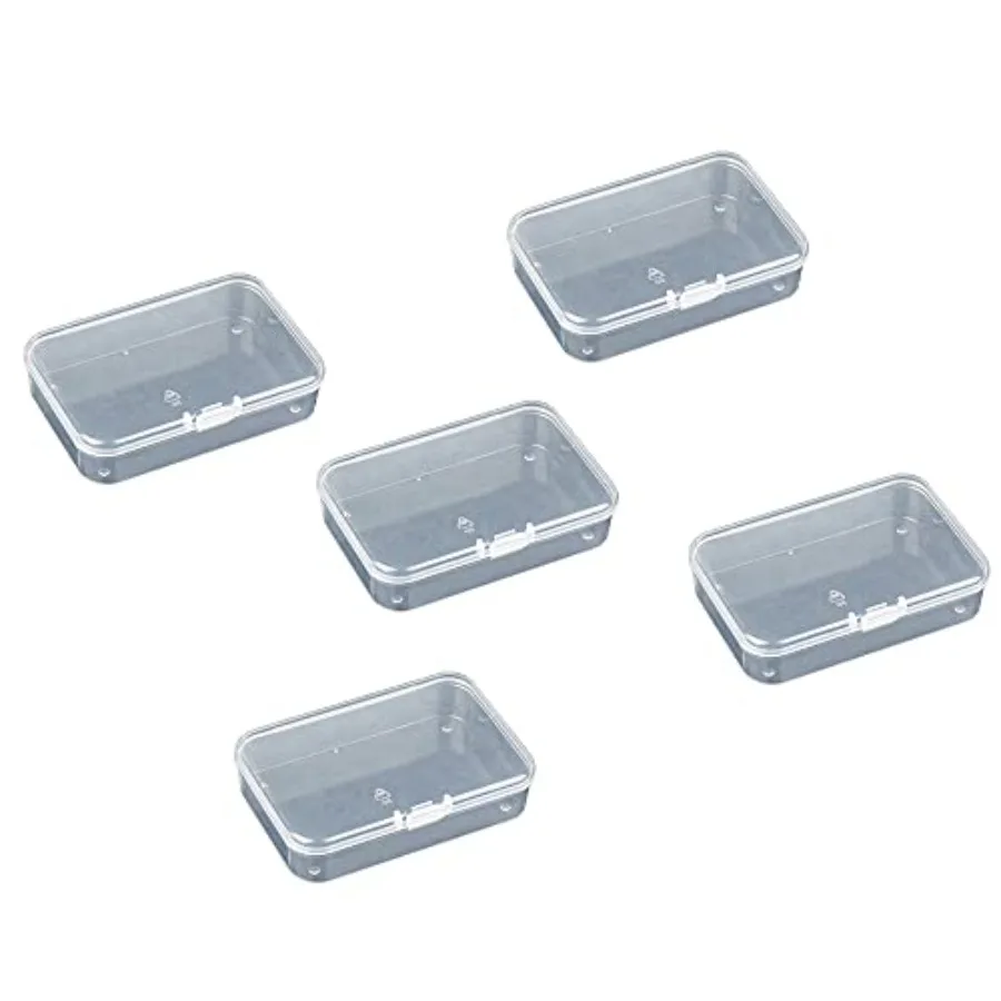 WYAN Lot de 5 boîtes de rangement carrées en plastique transparent avec couvercle pour ranger de petits objets 8,8 x 6 cm