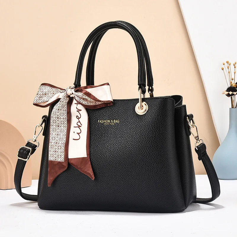 

2025 Soft Leather Crossbody Bag with Scarf Bow - Large Capacity Shoulder Tote 6 Colors
