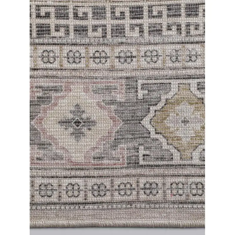 سجادة منطقة قابلة للغسل من مزيج القطن الطبيعي باللون الأحمر الخدود والذهبي والأسود والفحم والبيج #5