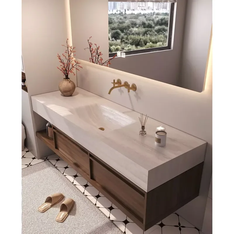 Bathroom Cabinet Spacious Wall Mounted Vanity Unit Smart Mirror Included Modern Minimalist Design Extensive Storage Apartment