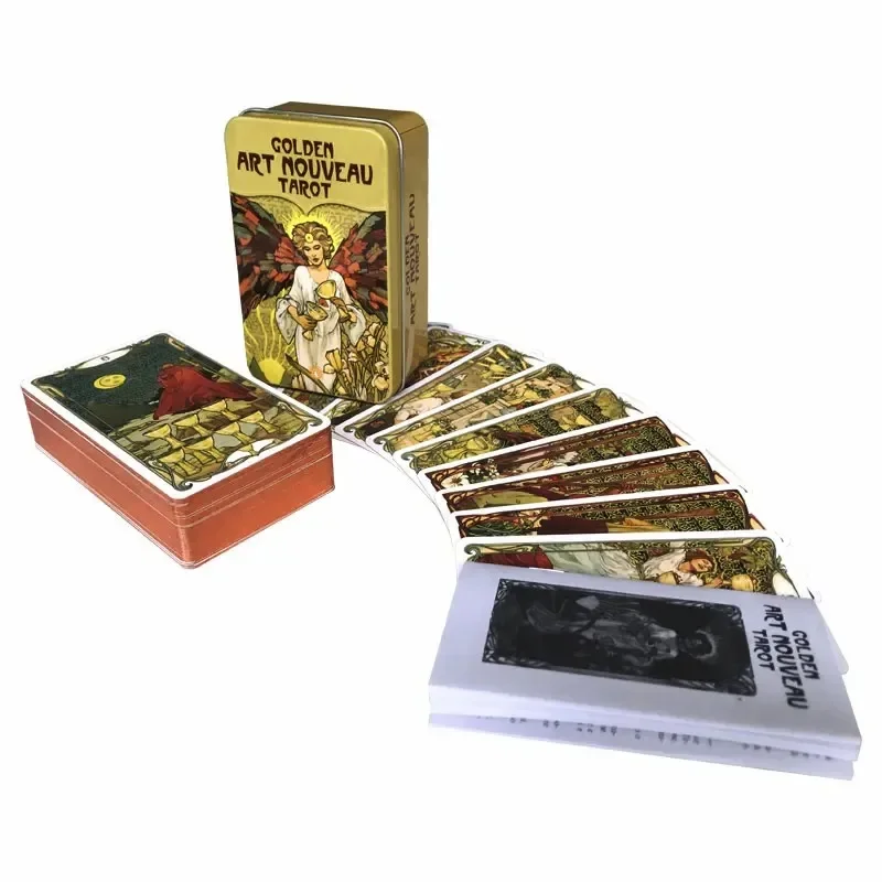Golden Art Nouveau Tarot fortune-telling Beginner Prophecy Props Guidbook Deck games Fate Divination Cards