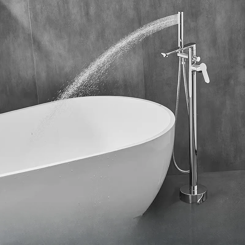 Floor-to-ceiling hot and cold faucet, tank edge bath, sitting vertical wall shower set, bath tub