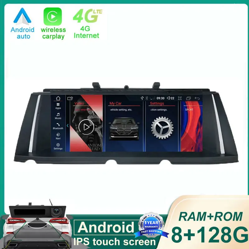 10.25 Inch Android 14 Touch Screen Car Monitor Multimedia Carplay Navigation Audio Player For BMW 7 Series GT F01 F02 2009-2016