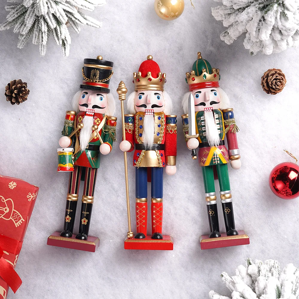 

Wooden Nutcracker 3Pcs Soldier Figurines Ornaments 30CM Nutcracker Puppet Desktop Crafts Kids Gifts Christmas Home Decorations