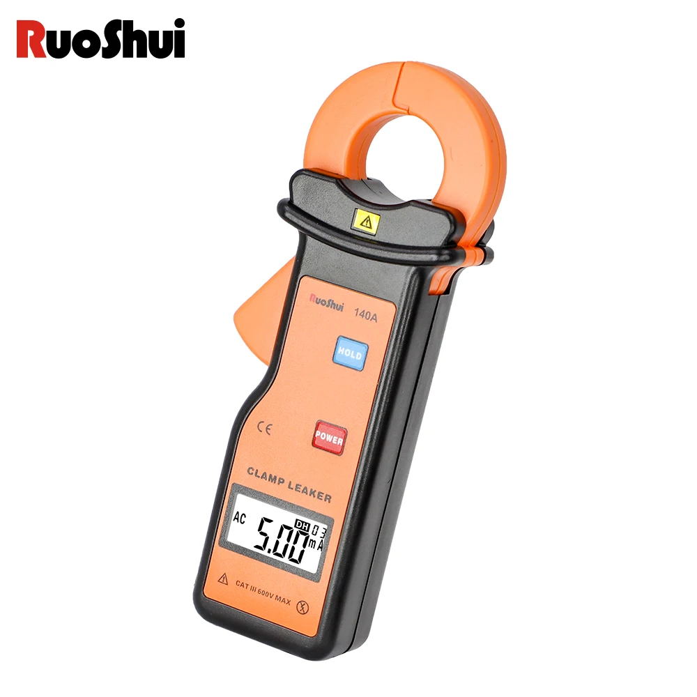 

RuoShui 140A Digital Clamp Leaker High Accuracy Leakage Current Clamp Meter Measure Range 0.000mA～60.00A LCD Automatic Tester