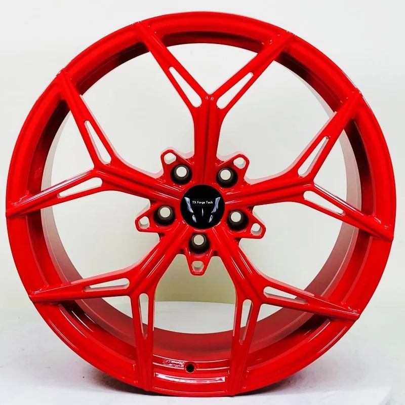 

Factory High Quality Customize Forged Aluminium Alloy Passenger Car Wheels Hubs Rims Sports Car Red One Piece