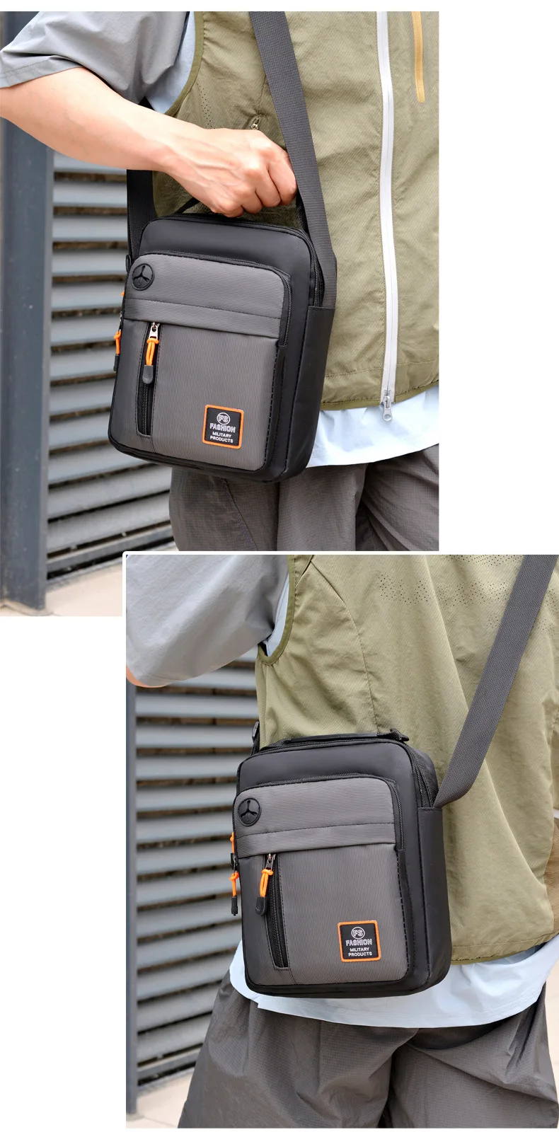Geräumige Herrentasche, Umhängetasche, wasserdichter und abriebfester Rucksack mit mehreren Fächern, ideal für den Geschäftsalltag. – Detail 23